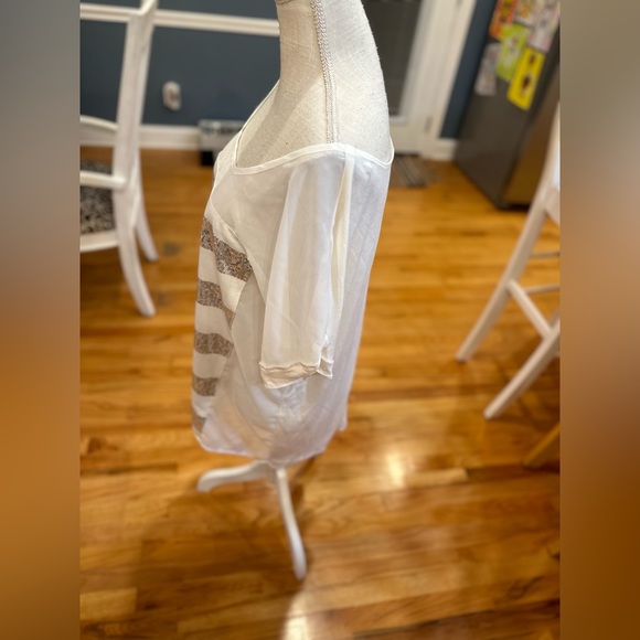 💜 5 for $25 or 3 for $18 Cato white sequin short sleeve blouse - Picture 2 of 7